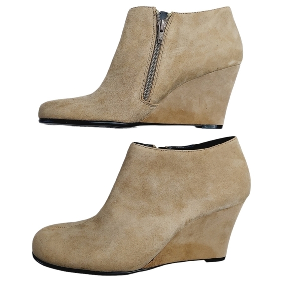 Aerosoles Heelrest Plum Pie Beige Suede Ankle Boot Wedge Heel Zip Women’s 9.5 M - Picture 8 of 12